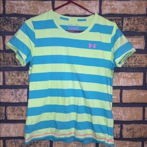 UnderArmour green & blue striped short sleeved tee
